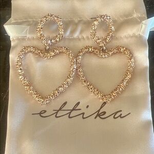 ettika Rose Gold Sparkle Heart Drop Earrings